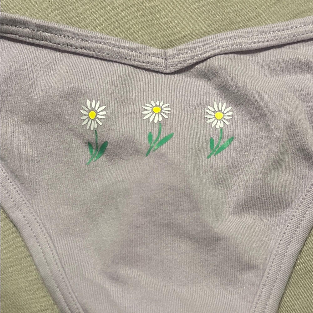 PINK Victoria's Secret Light Purple Panties with Daisy Design - Picture 2 of 4